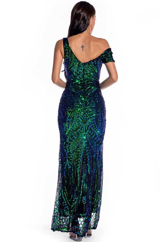 Sexy Green High Split Formal Gown Evening Dress