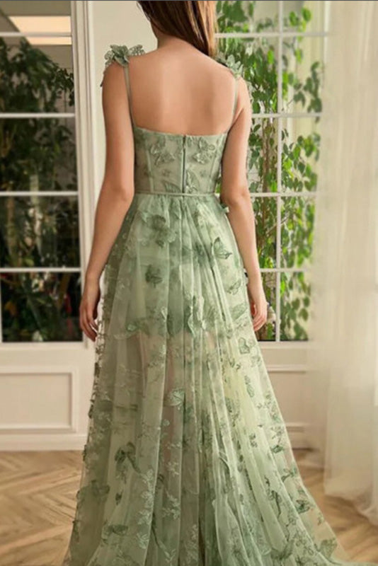 Sexy Green Sleeveless Maxi Evening Dresses - Fashionpara