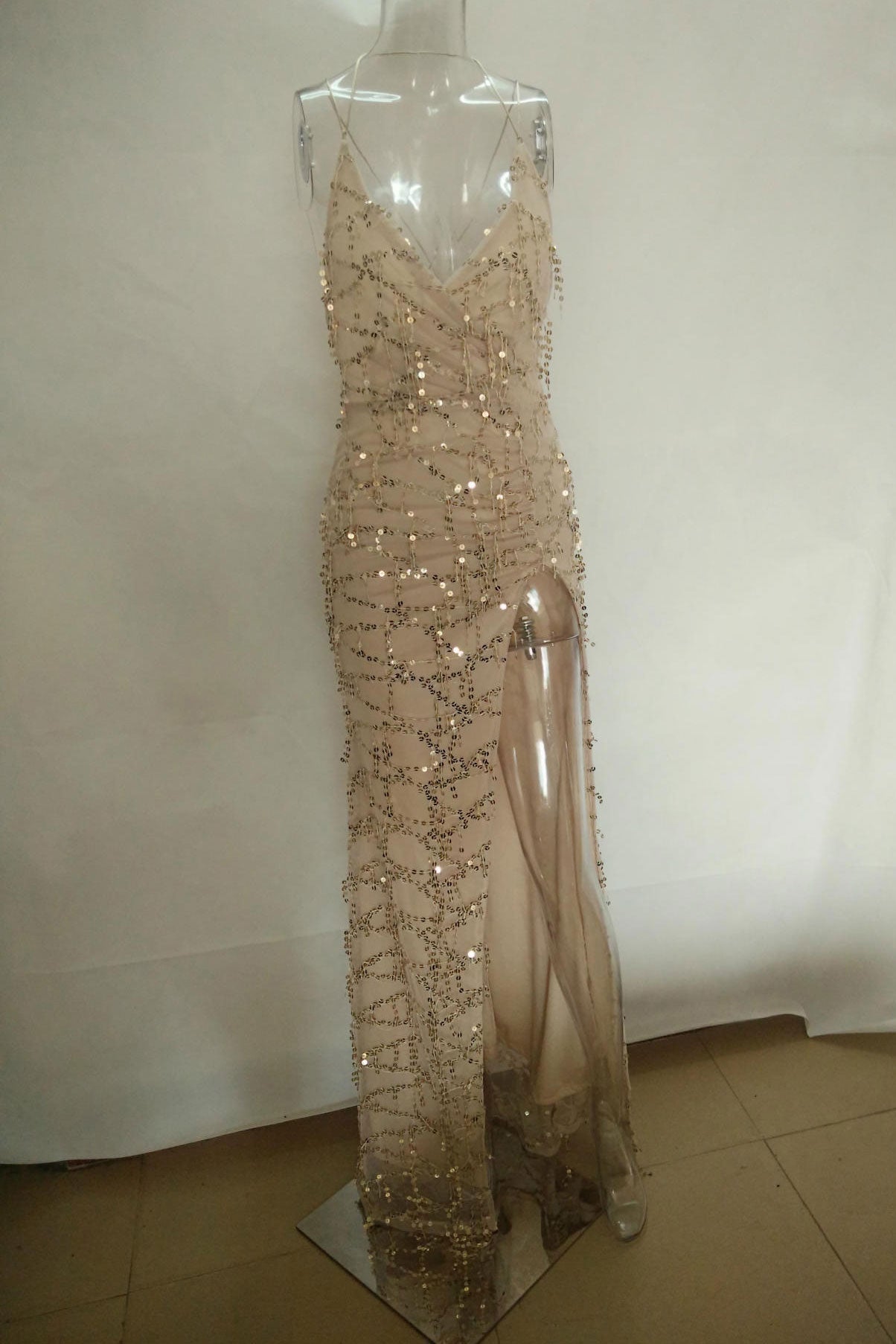 Sexy High Split Backless Evening Gown Prom Dress - Fashionpara