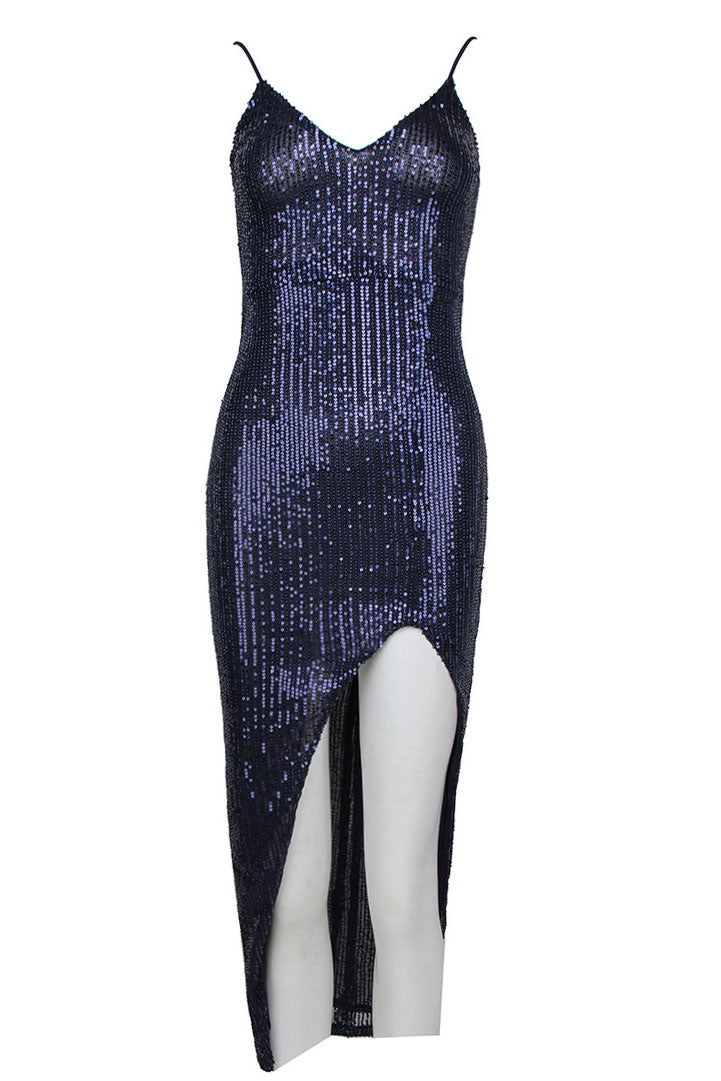 Sexy Plunging High Slit Evening Party Dress