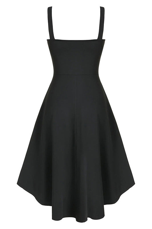 Floral Embroidered Lace-Up Sweetheart High-Low A-Line Dress