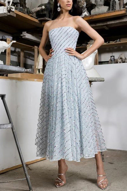 Sexy Strapless Sequins Long Prom Dress - Mislish