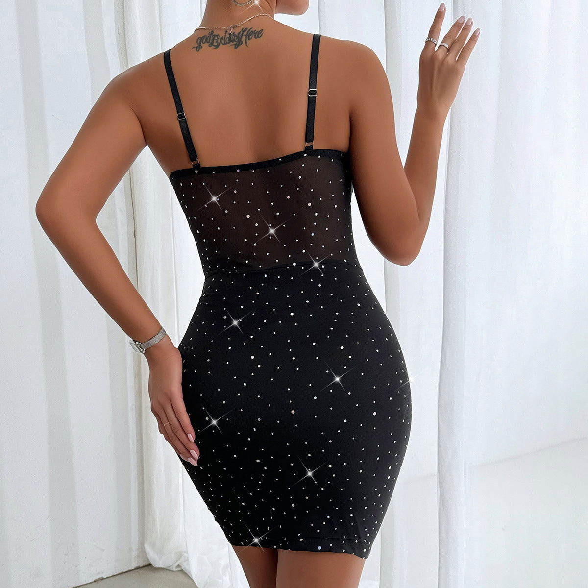 Rhinestone Sweetheart Neck Bodycon Mini Party Dress - View 4