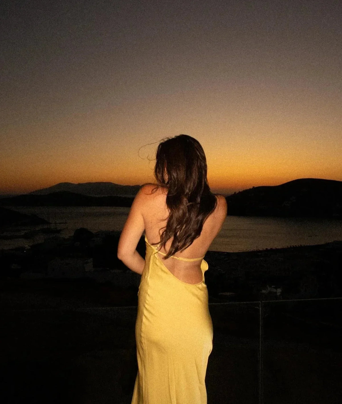 Backless Satin Slant Shoulder Solid Slit Long Dress - View 11