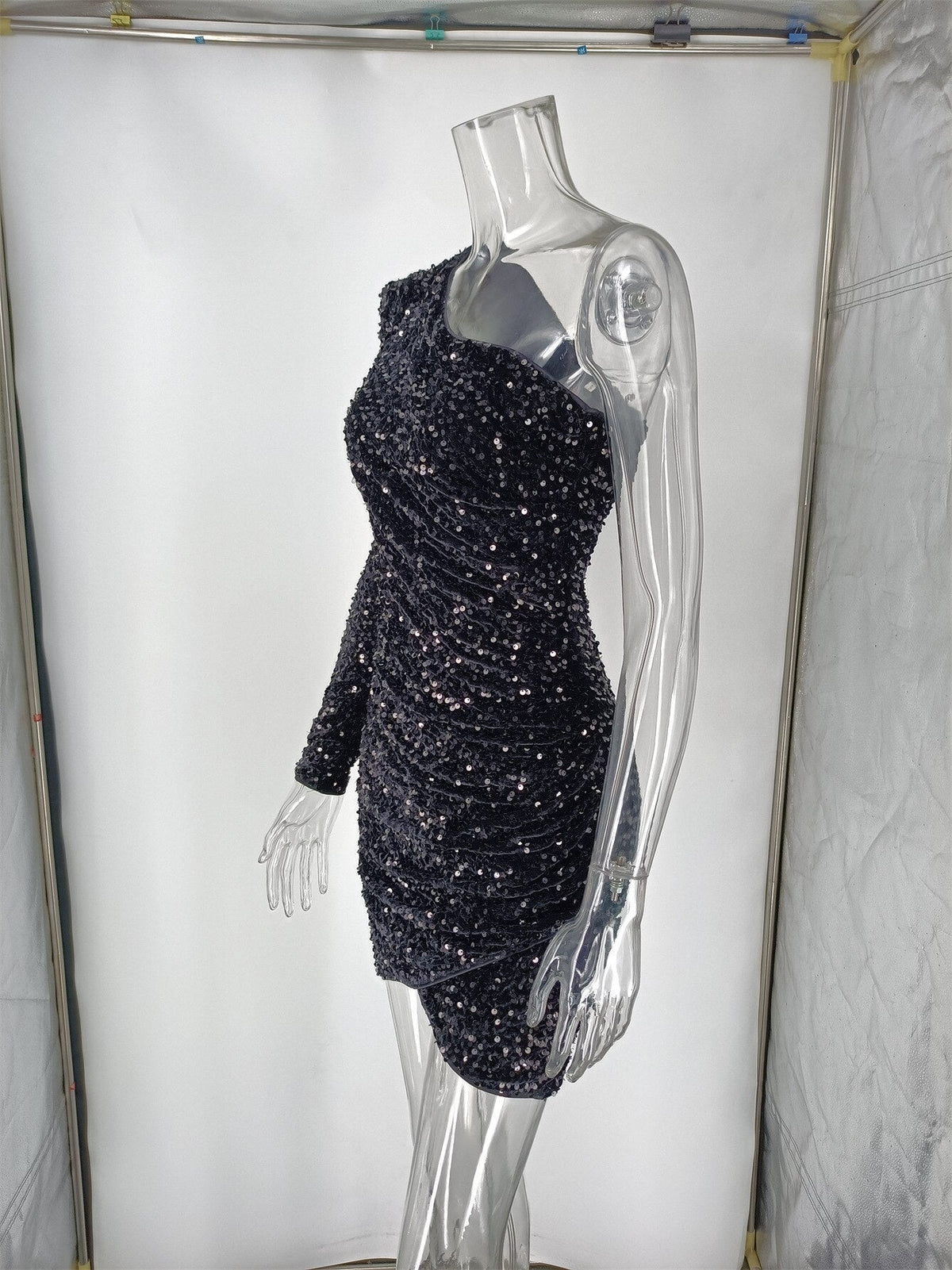 Crystal Sequins Pleated Party Evening Dresses 36