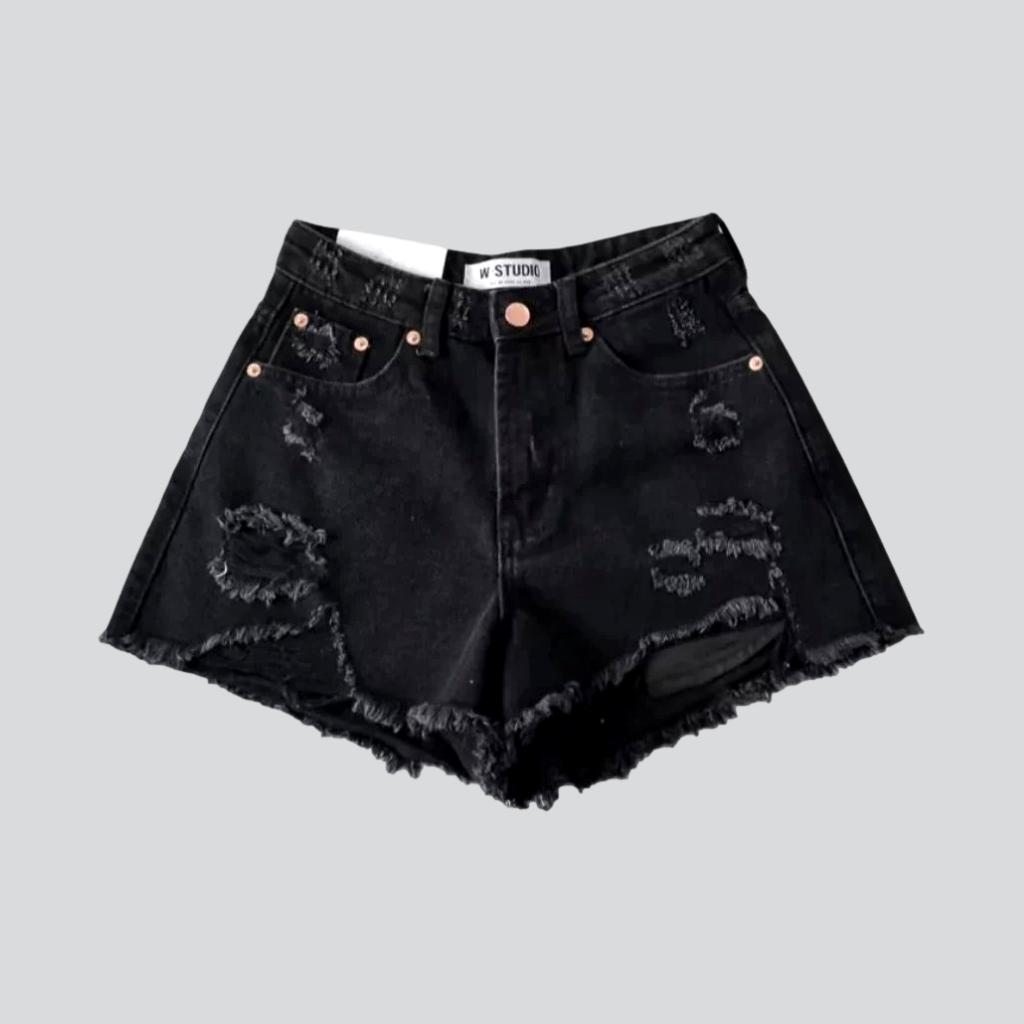Y2k fashion distressed denim shorts - Fashionpara