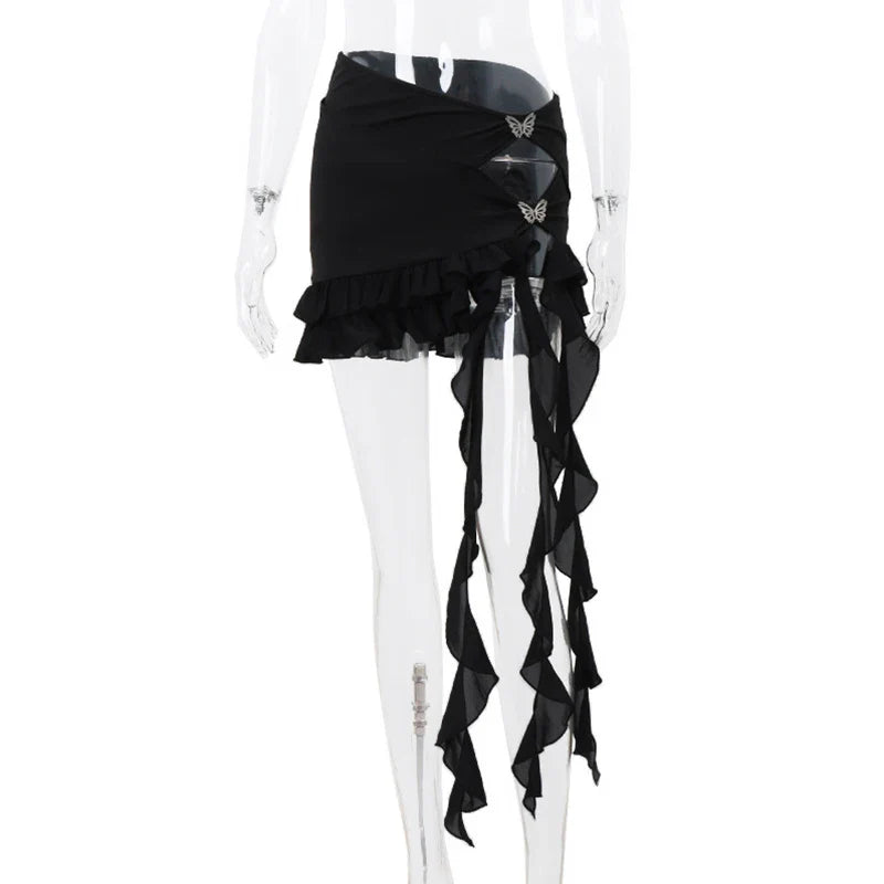 Hollow Out Metal Butterfly Skirt