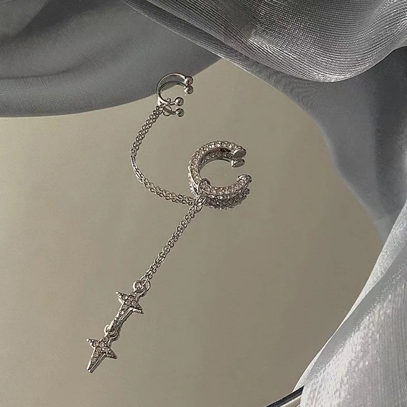Gloomy Rebel Metal Chain Cross Affection Earring