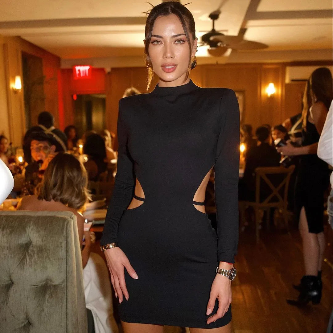 Mock Neck Long Sleeve Cut-Out Bodycon Mini Dress 5