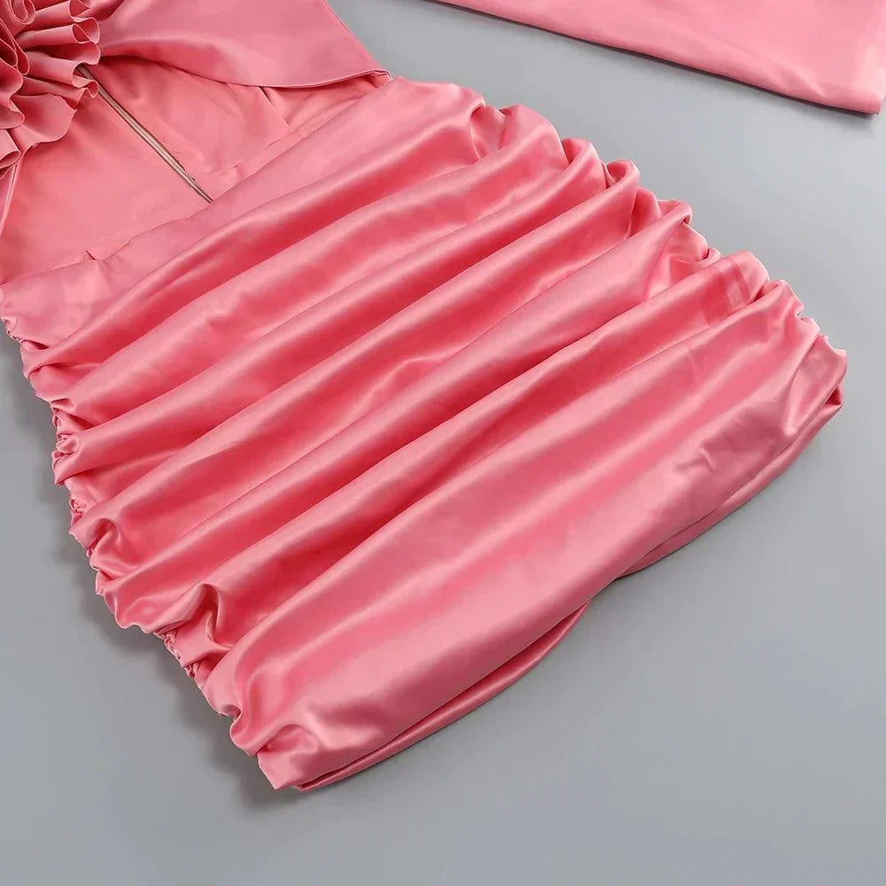 Dine And Dash One Shoulder Satin Mini Dress - View 9