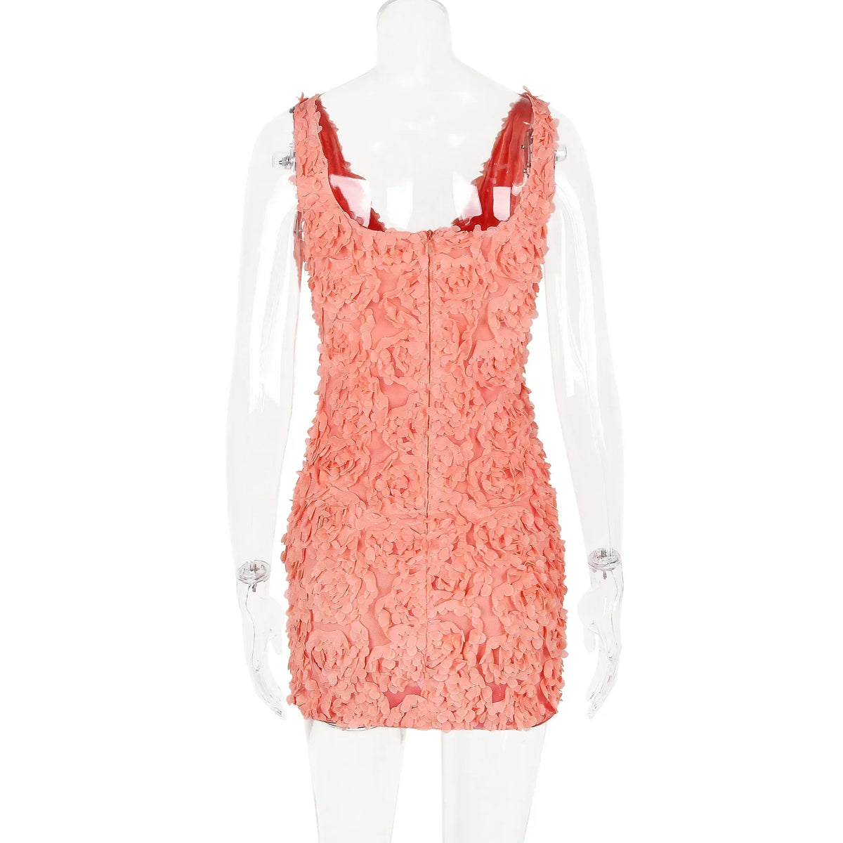 3D Floral Applique V-Neck Bodycon Mini Dress 8