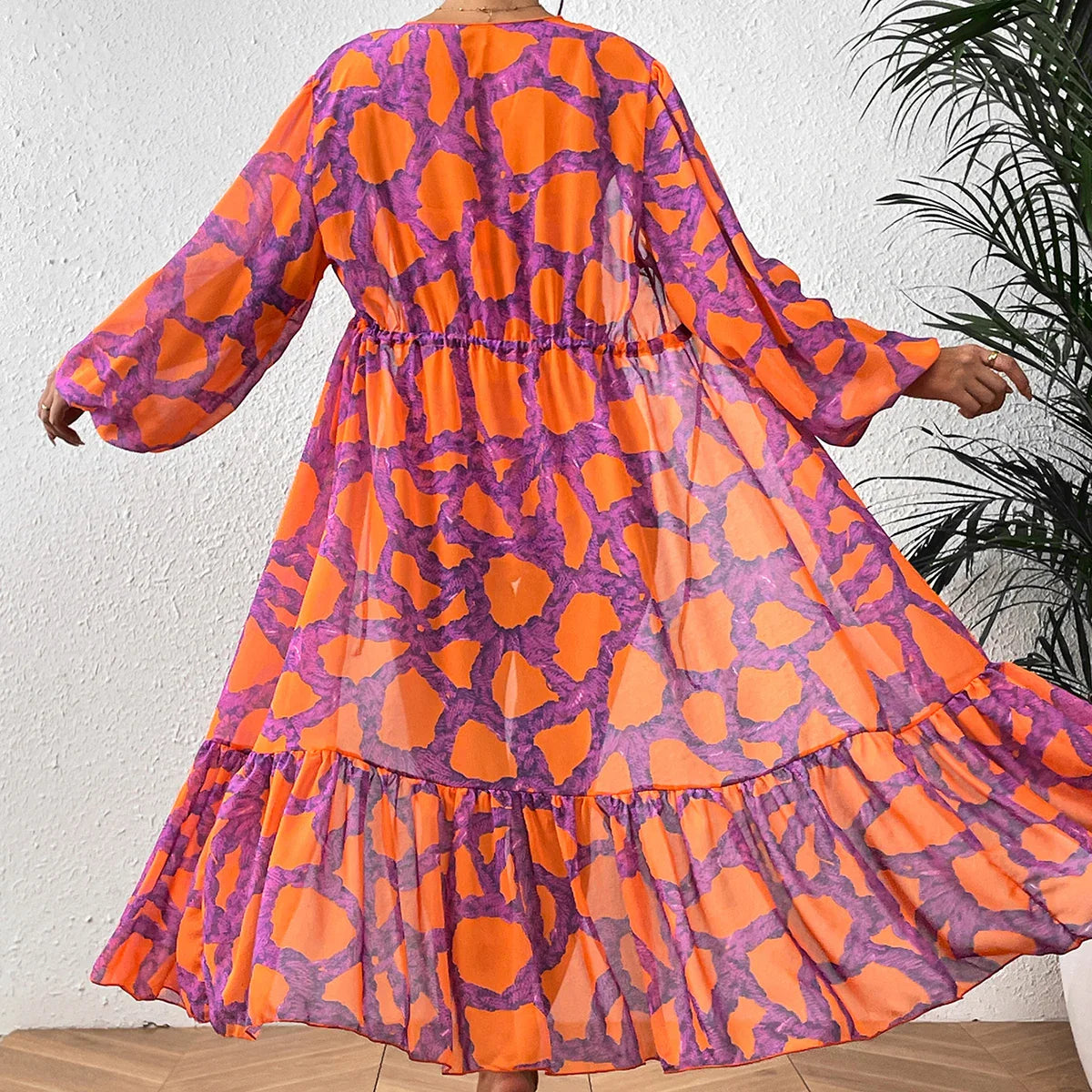 Print One-Piece Swimsuit Cover Up