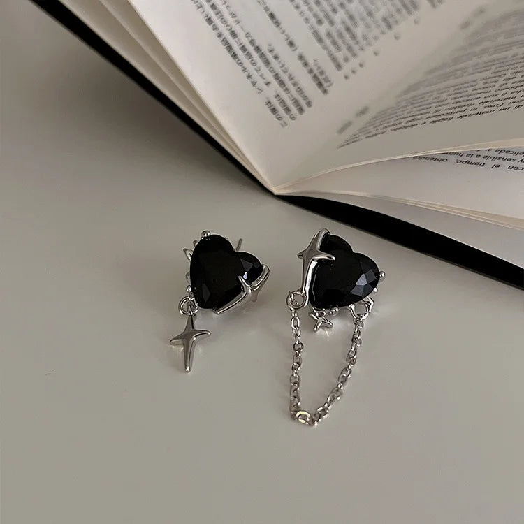 Gloomy Rebel Metal Chain Cross Affection Earring