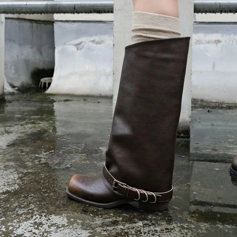 Vintage Style Ebony Thigh High Gothic Boot