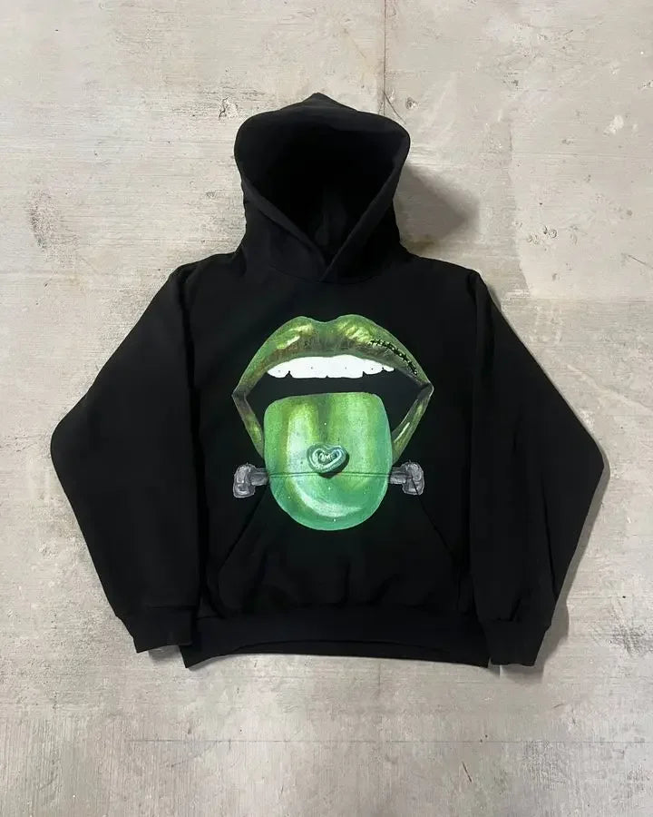 Dark Lips Visual Pullover Hoodie