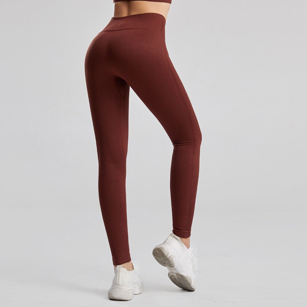 KittenAlarm - Mojoyce Ribbed Yoga Pants Women Seamless Push Up Sport Leggings Fitness Pants Tights Gym Workout Drawstring Scrunch Legging