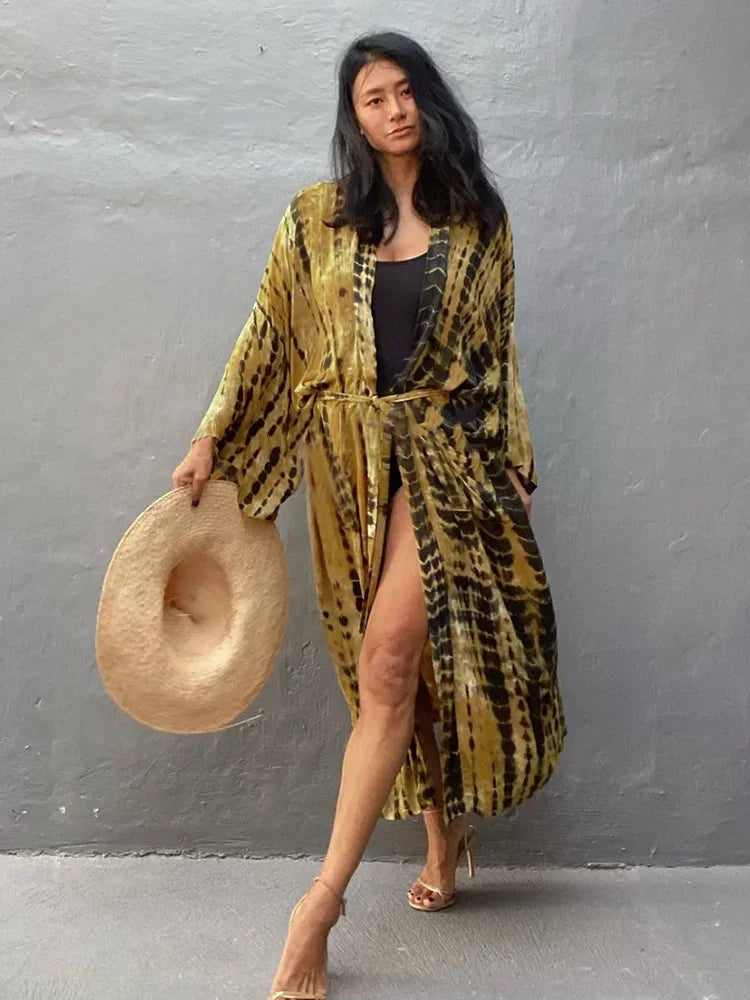 Tie Dye V-Neck Beach Cover Up