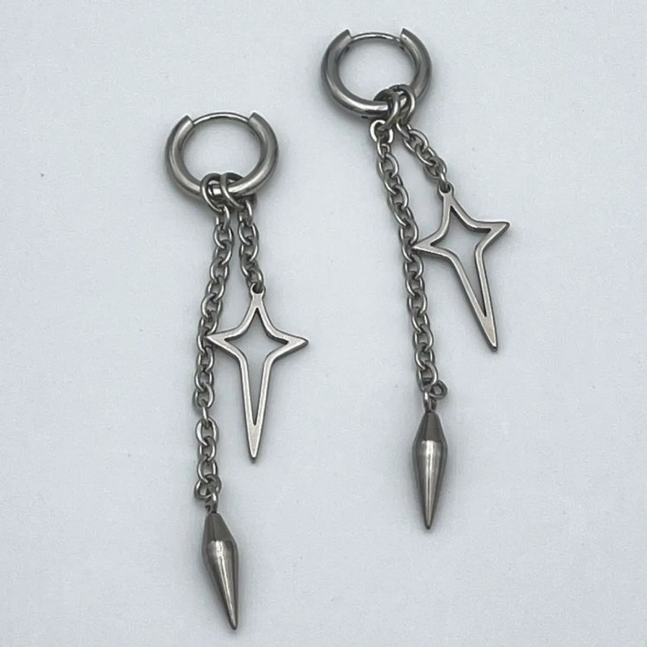 Rebel Celestial Cross Silver Empty Heart Earring