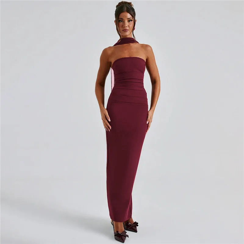 Strapless Ruched Bodycon Maxi Gown - View 9