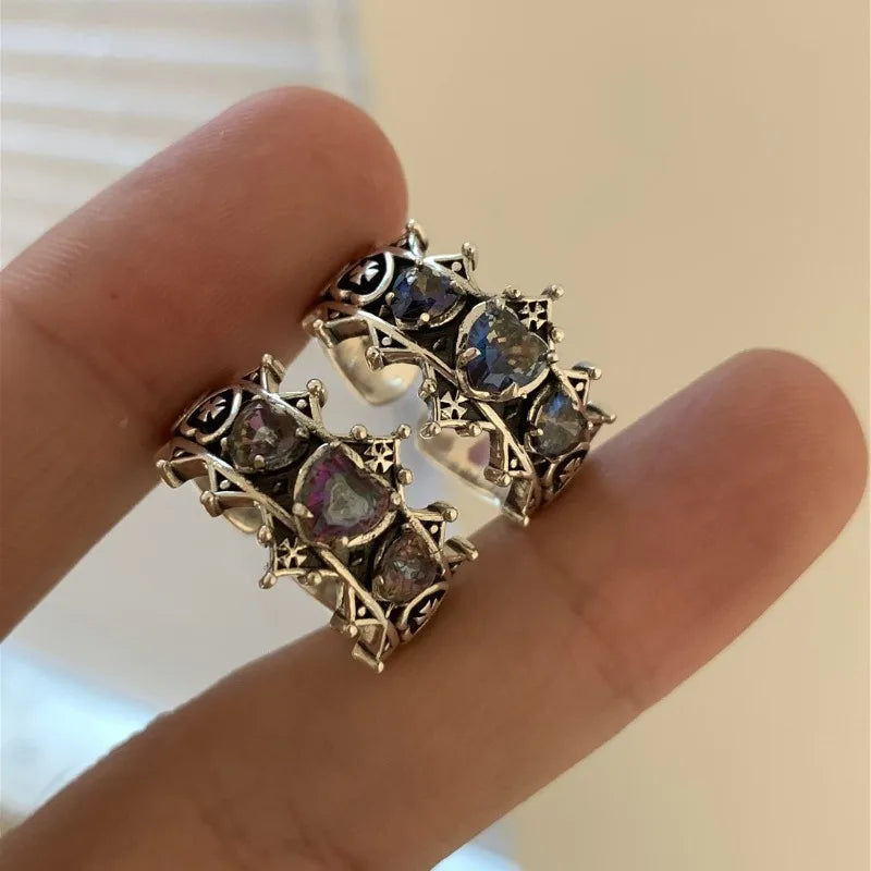 Antique Mysterious Heart Cross Ring