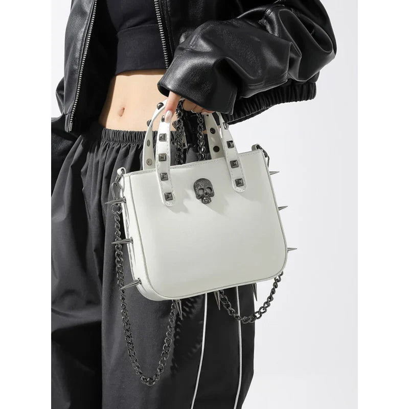 Sharp Rivets Gothic Goth Dark Metal Punk Cute Harajuku Bag White Halloween