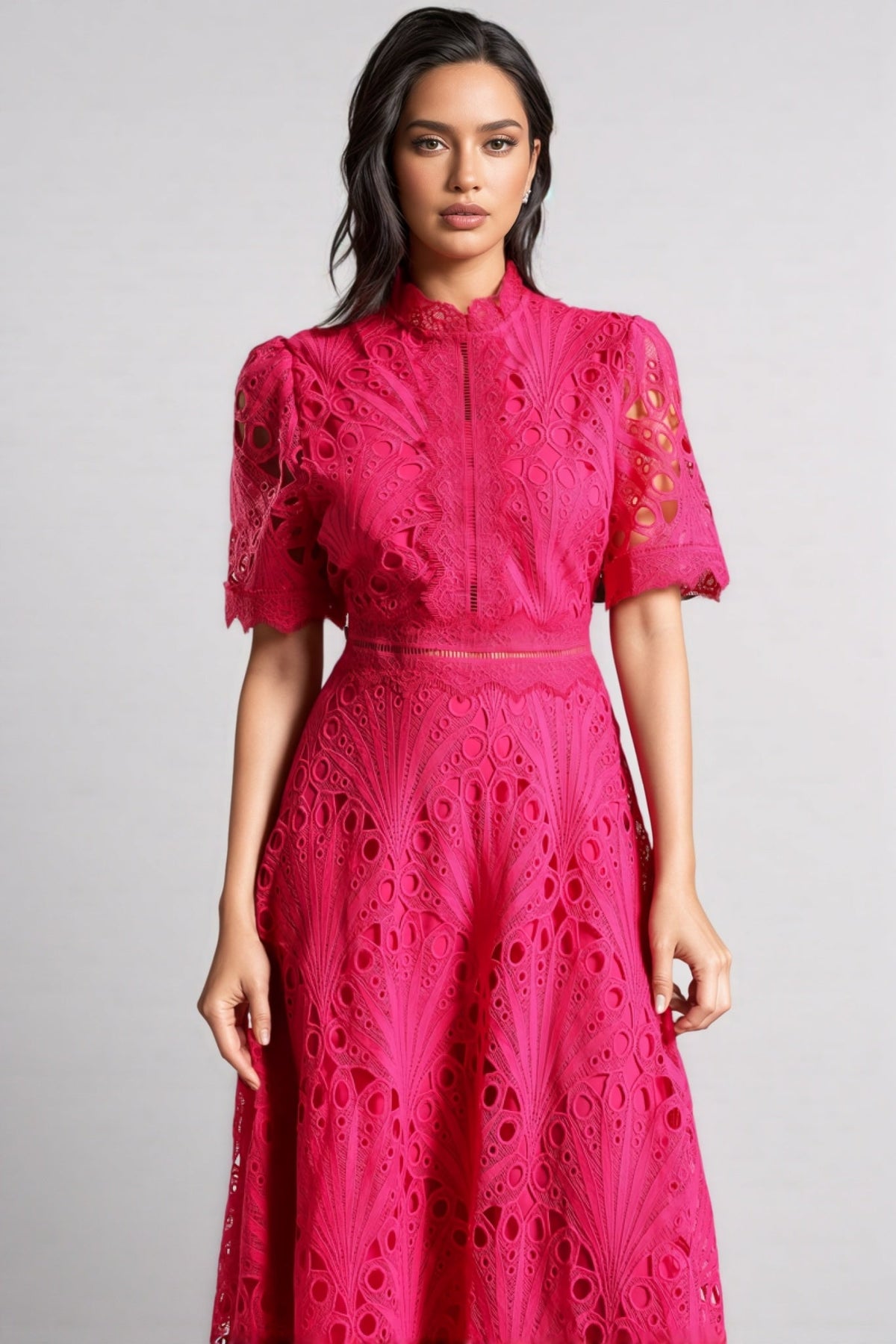 Malvina Lace Midi Dress - View 3