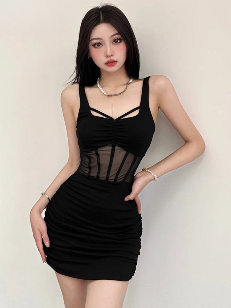 Sweetheart Corset Mesh Ruched Bodycon Mini Dress 3