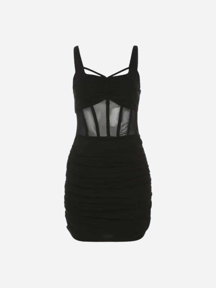 Sweetheart Corset Mesh Ruched Bodycon Mini Dress 4