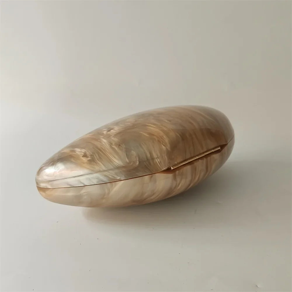 Pearl Brown Marble Acrylic Box Evening Clutch Bag