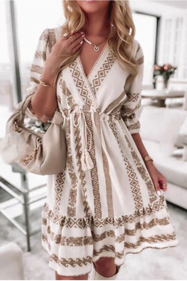 Short Mini V-Neck A-Line Dress  Fashionpara