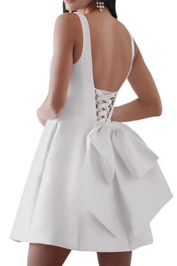 Short Mini White Backless Party Homecoming Dress