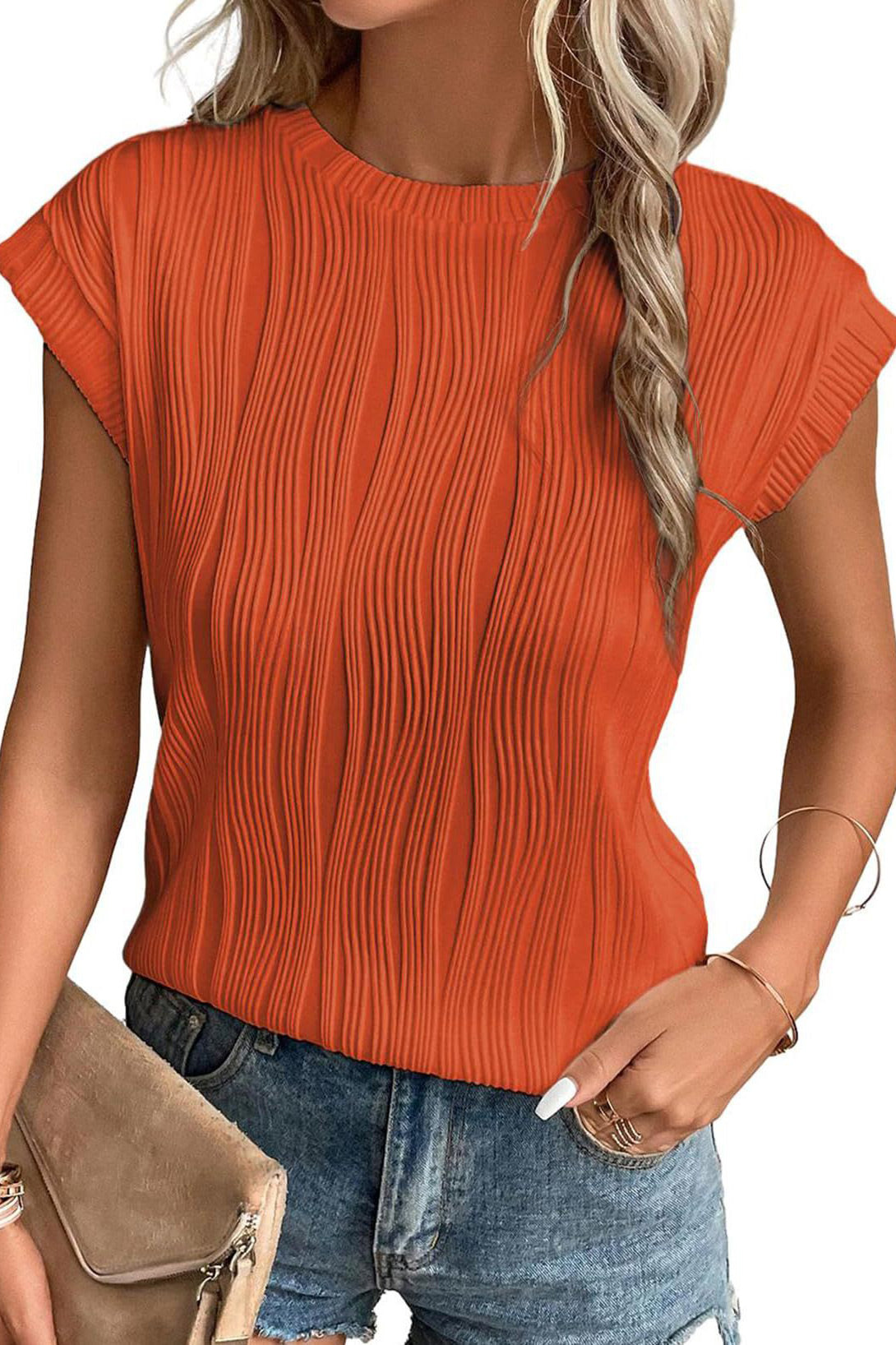 White Round Neck Short Sleeve Solid Color Summer T-shirt