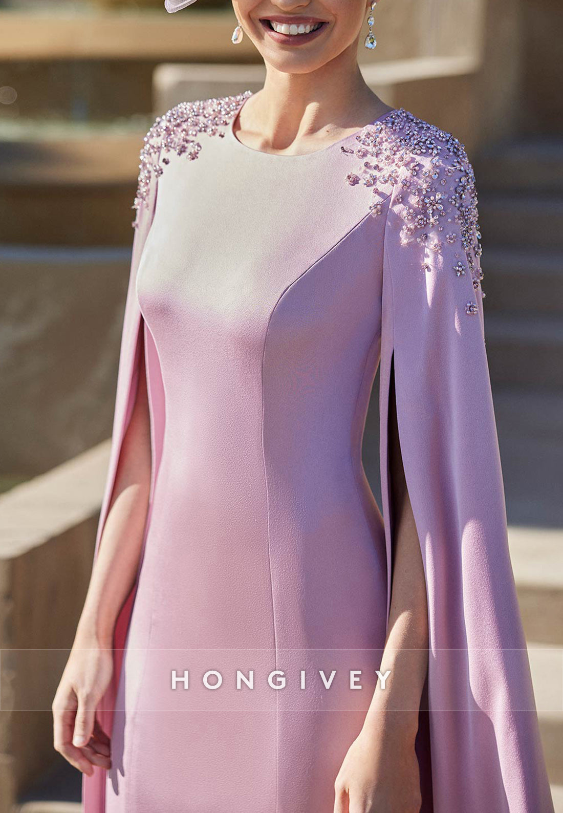 Sheath Knee-Length Satin Mother of the Bride Scoop Beading Cocktail Dresses