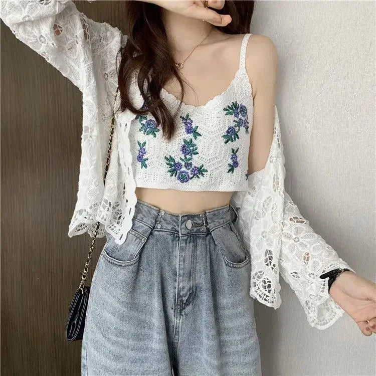 Hollow Out Elegant Long Sleeve Shrug Cardigan