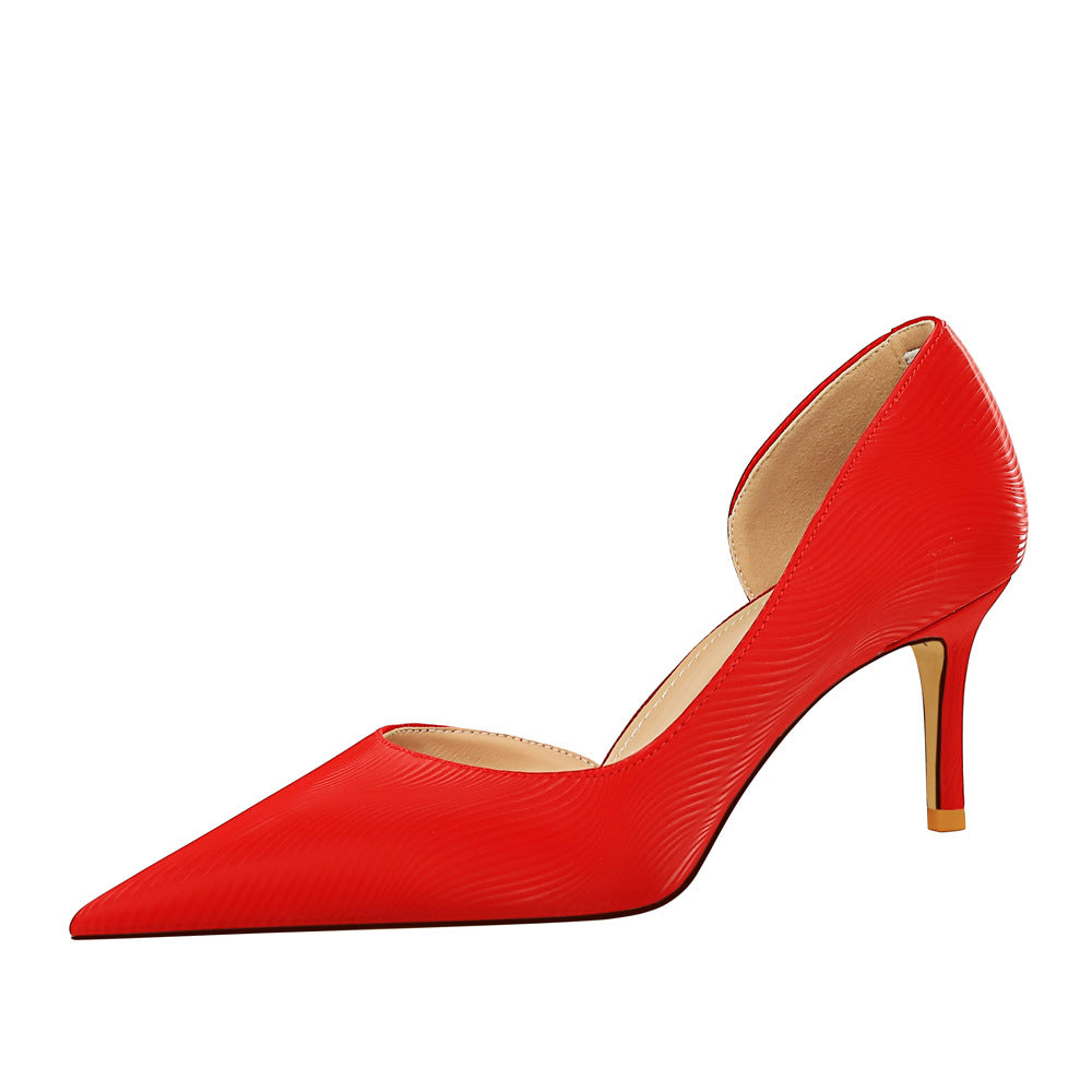 Side Hollow High Heels Stiletto Pumps Pointed Toe High Heel Shoes