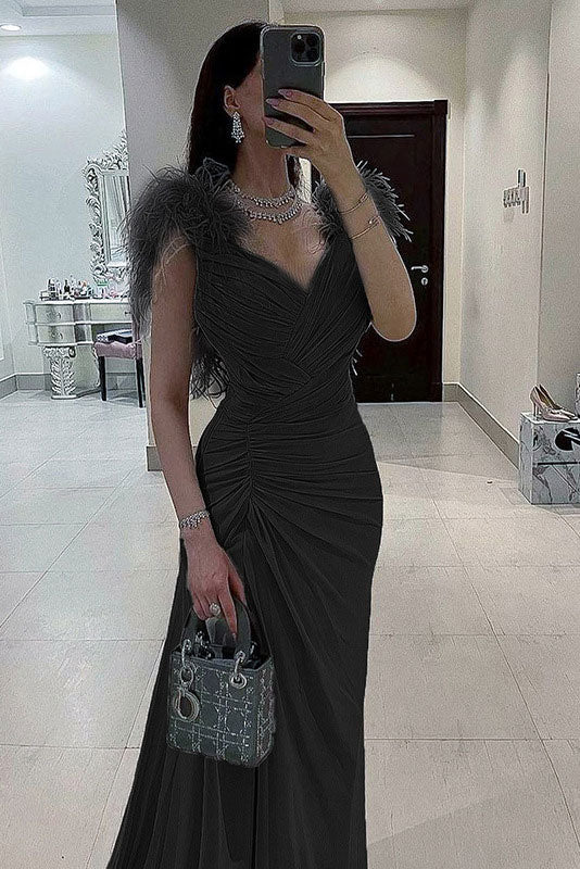 Silver High Split Sleeveless Prom Gown Evening Dress  Fashionpara