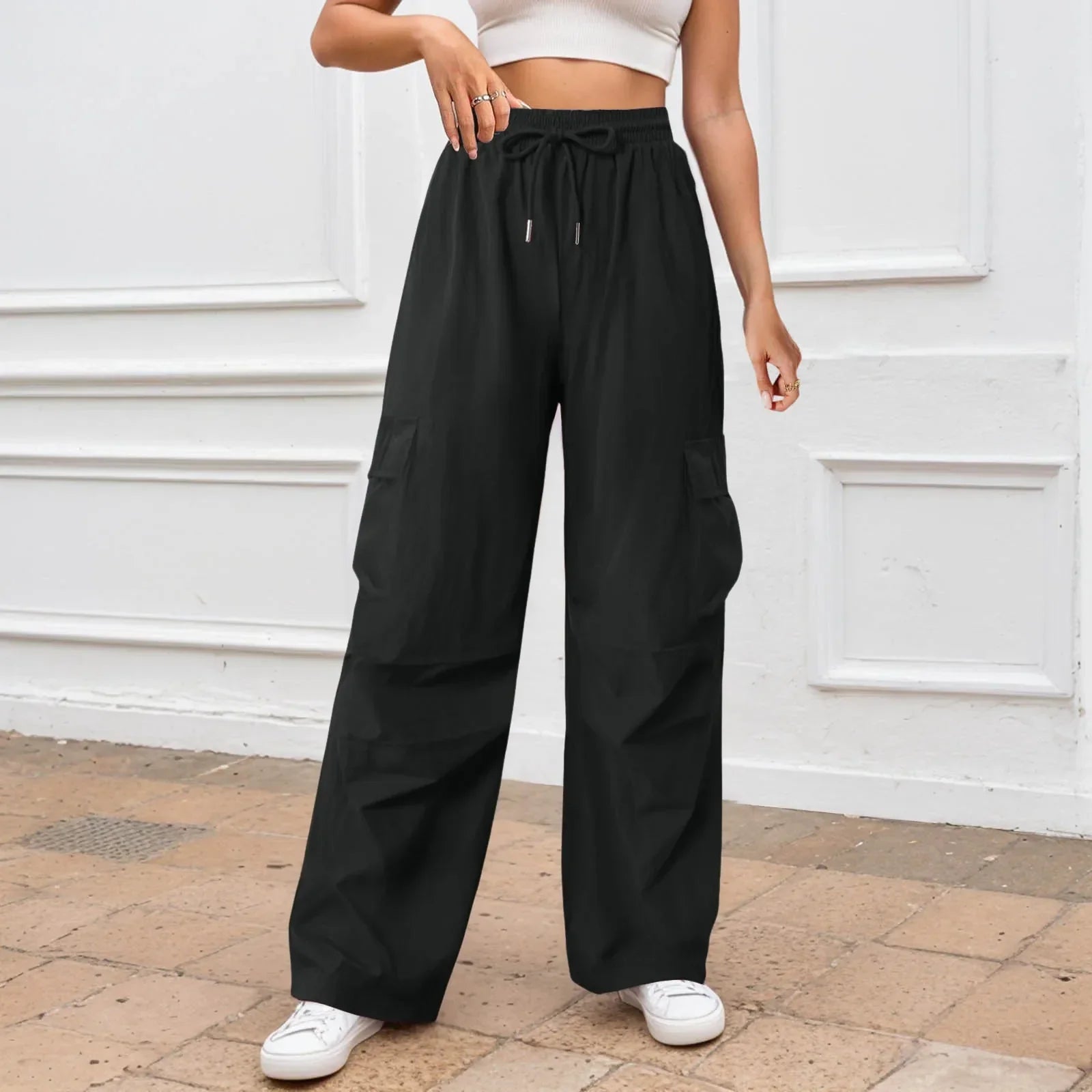 Casual Solid Color Wide Leg Pants