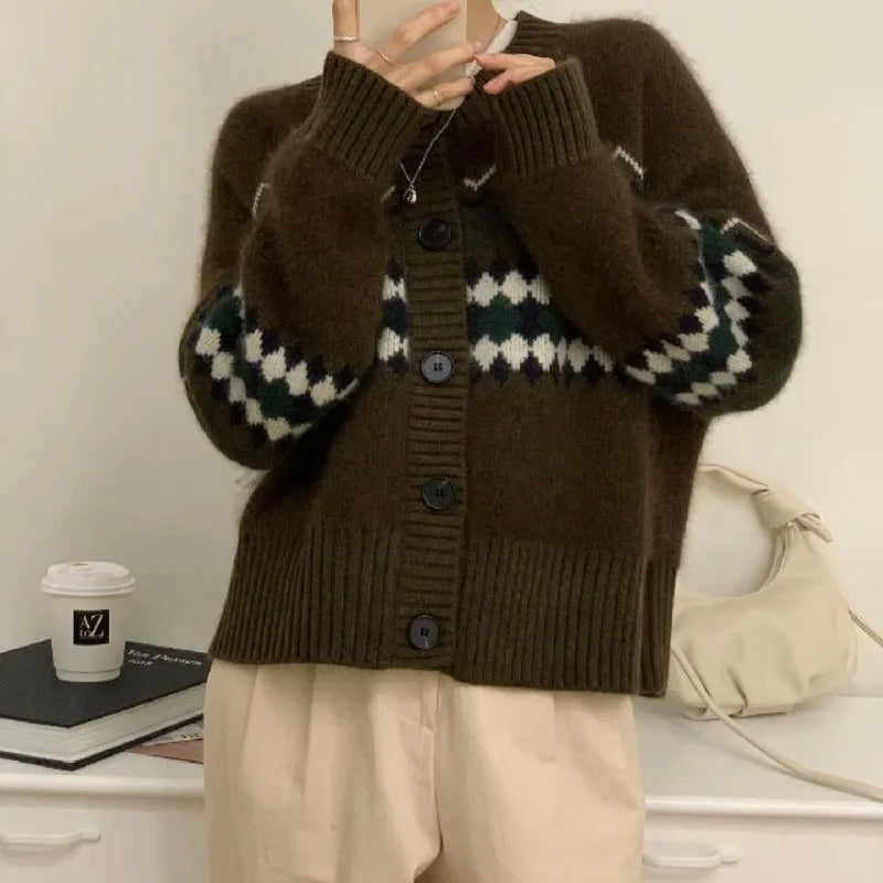 Loose O-neck Office Lady Cardigan - Fashionpara