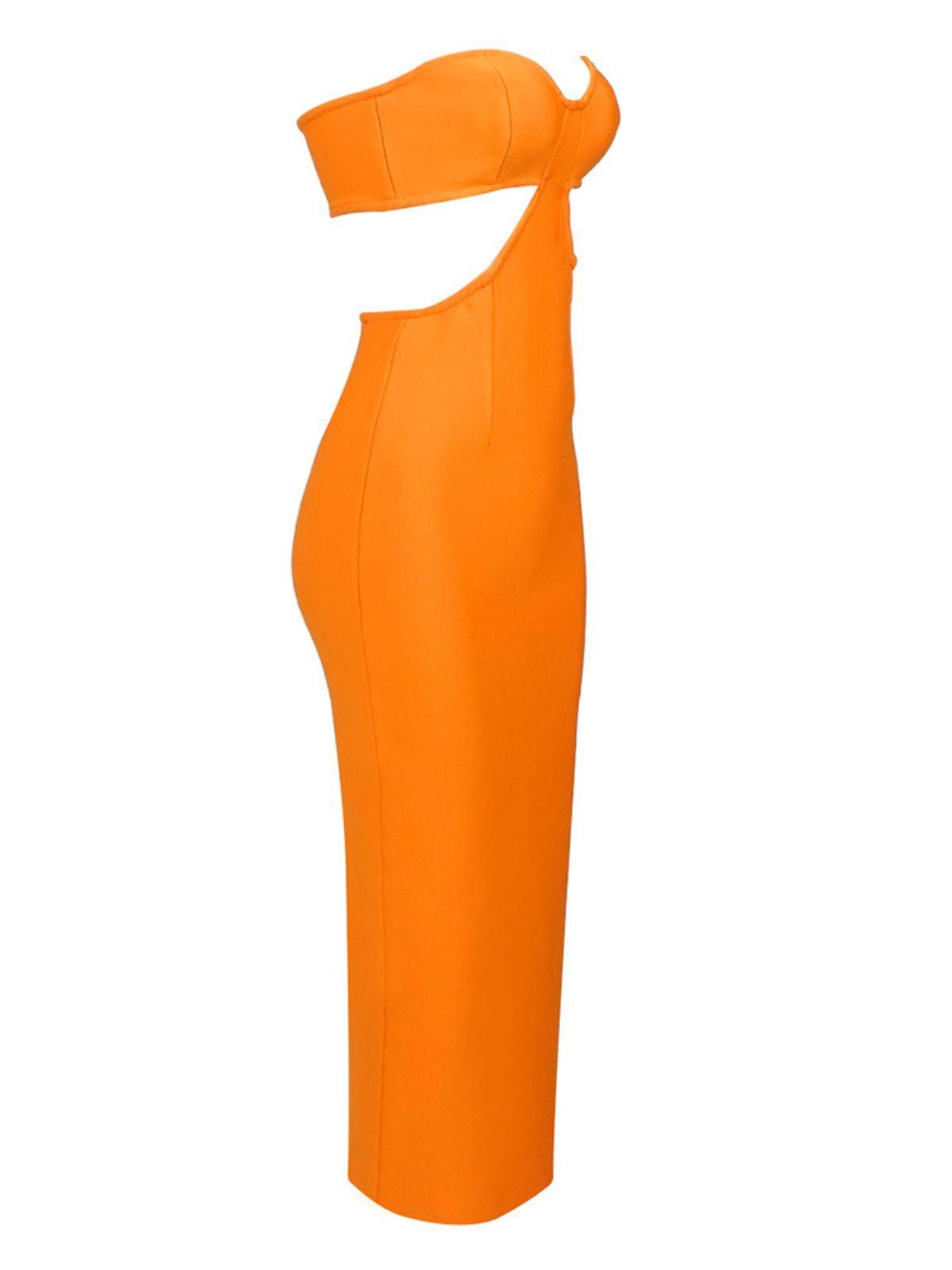 Strapless Sweetheart Cut Out Bandage Bodycon Midi Dress - View 7