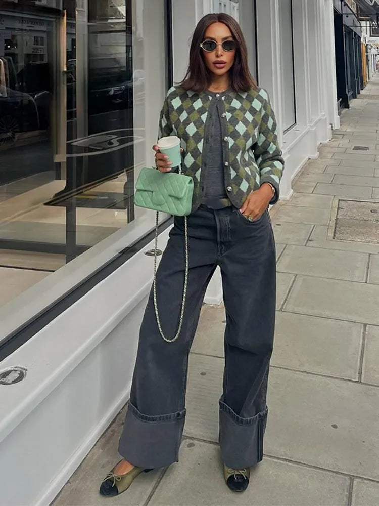 Contrasting Pocket Slim Cardigan