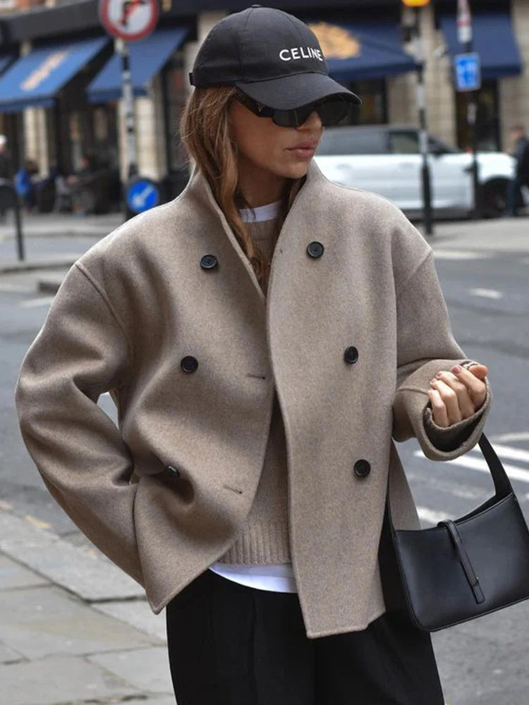 Single Breasted Solid Long Sleeve Loose Fashion Street Coats - Fashionpara