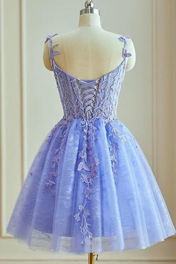 Short Sky Blue A-Line Embroidery Party Sweet 16 Dresses