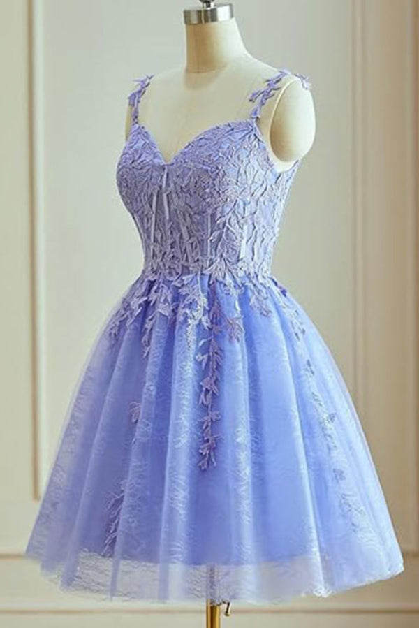 Short Sky Blue A-Line Embroidery Party Sweet 16 Dresses