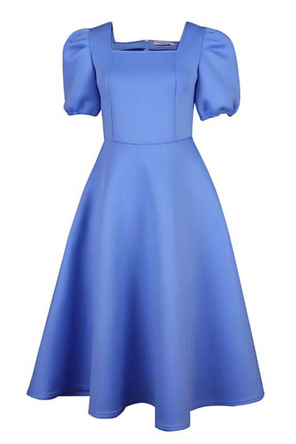 Chic Sky Blue A-Line Midi Dress  Fashionpara