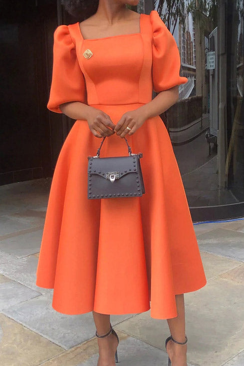 Chic Sky Blue A-Line Midi Dress  Fashionpara