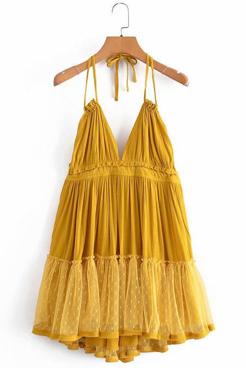 Sky Blue Halter Open Back Party Homecoming Dress