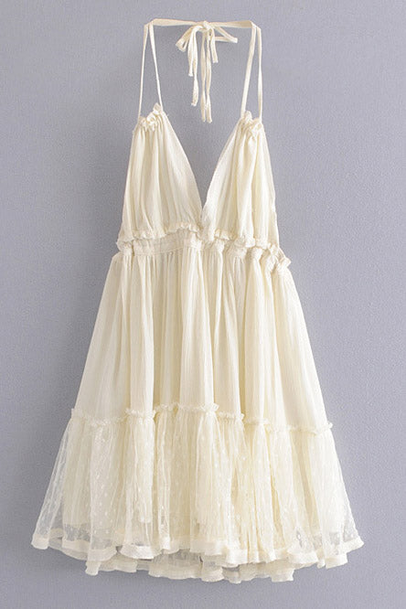 Sky Blue Halter Open Back Party Homecoming Dress