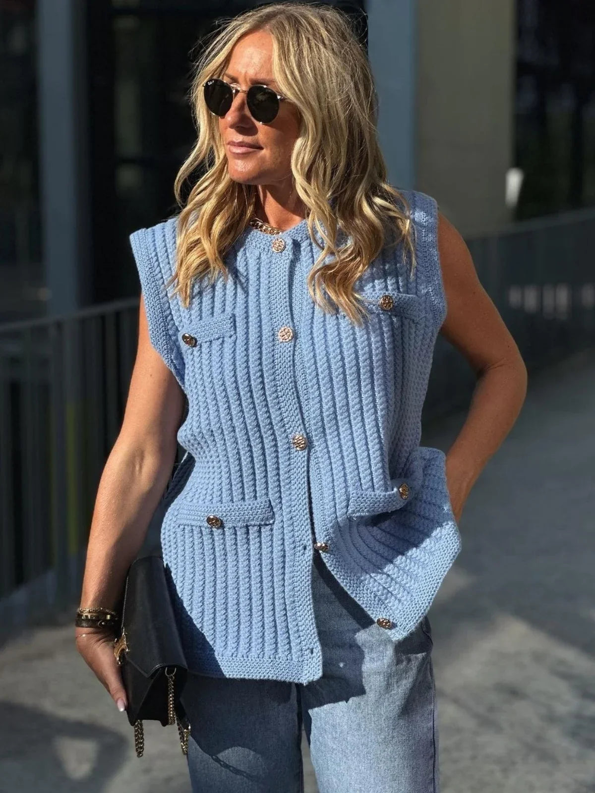 Solid Color Crew Neck Outerwear Single Breasted Office Cardigan