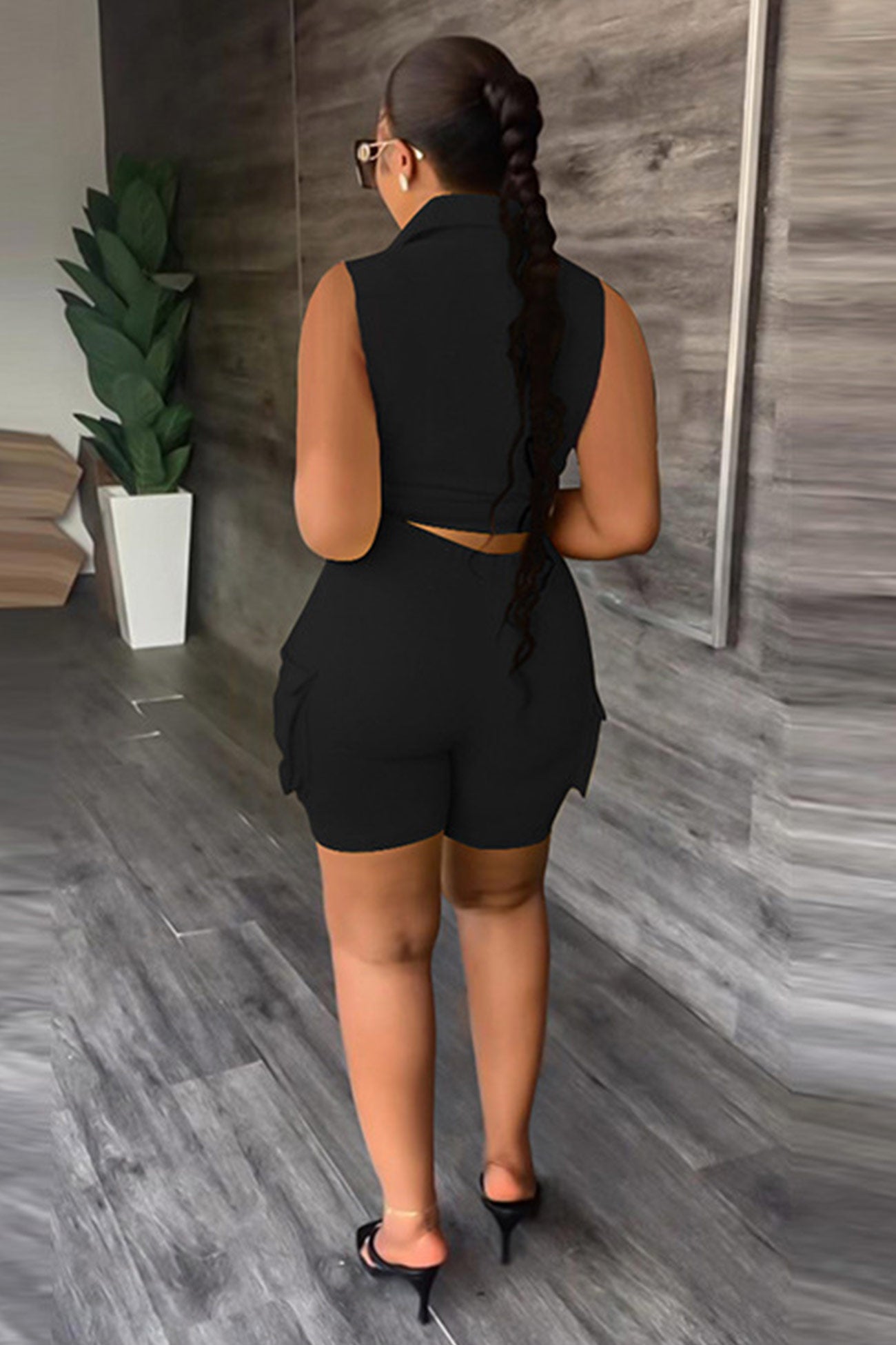 Sleeveless Cargo Tops Shorts Suits