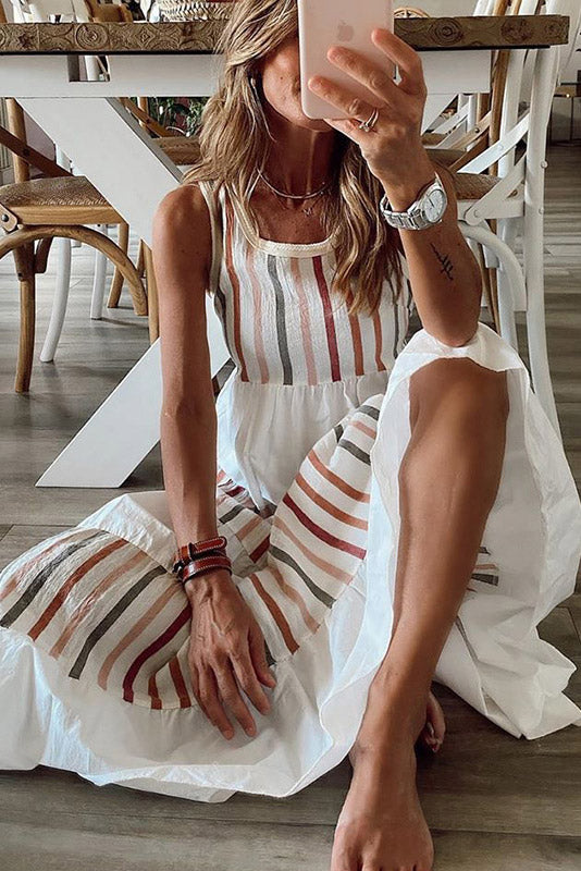 Sleeveless Colorblock Scoop Maxi Dress